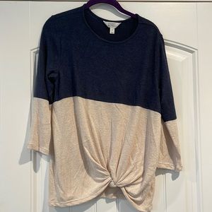 3/4 color block lightweight sweater